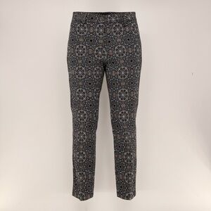 Lisette Montreal Geometric Medallion Paisley Pull-On Ankle Pants L Boho Casual